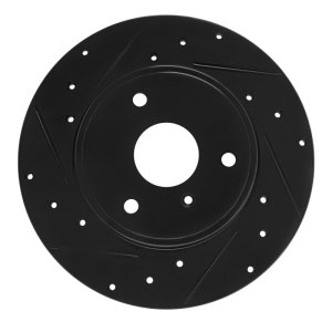 Smart Fortwo Brake Rotor (1) - Front Left - R1 Concepts - Drilled & Slotted - Black - `05-`16